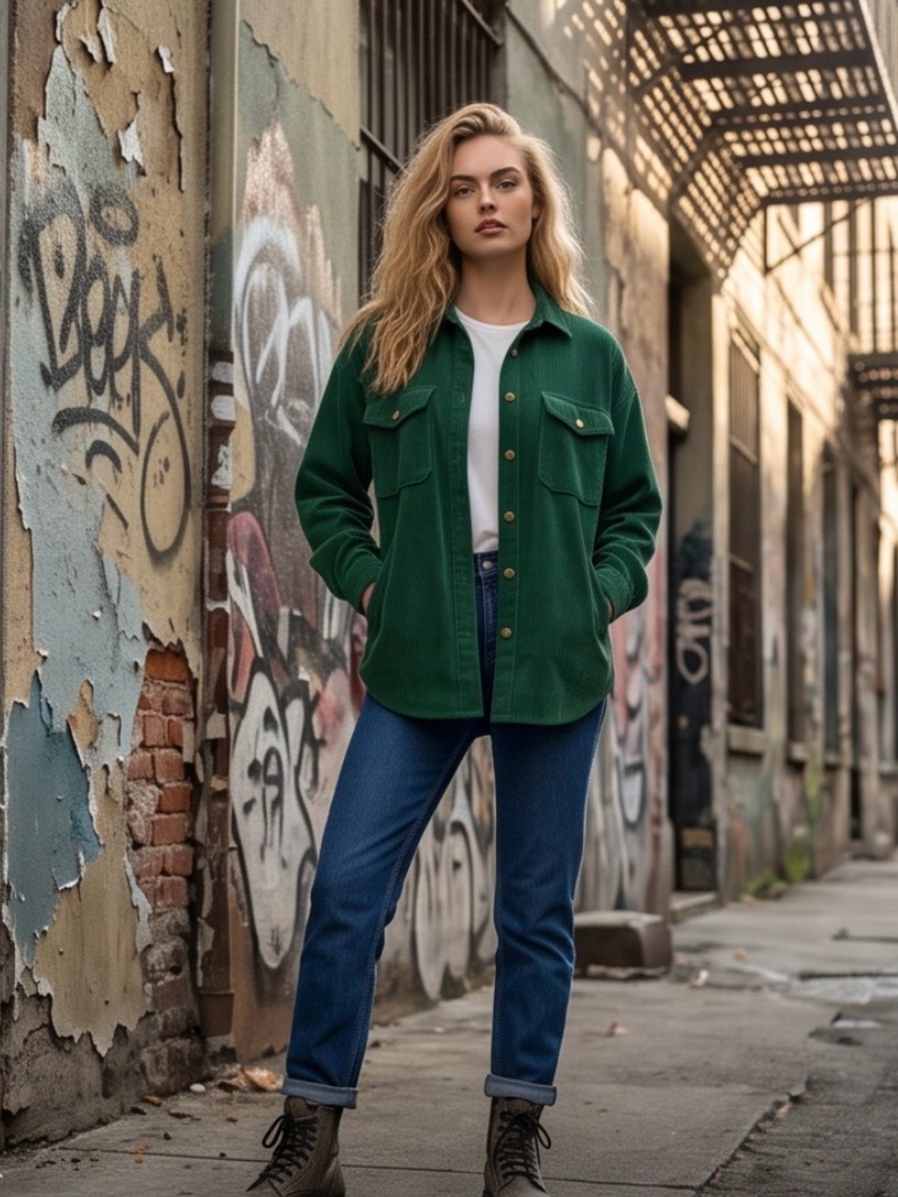 BETTER BE Emerald Green Corduroy Shacket Womens Small Oversized Shirt Jacket - Picture 2 of 13